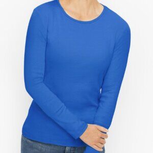 Talbots Womens XL Long Sleeve Crewneck 100% Pima Cotton Tee Royal Cobalt Blue